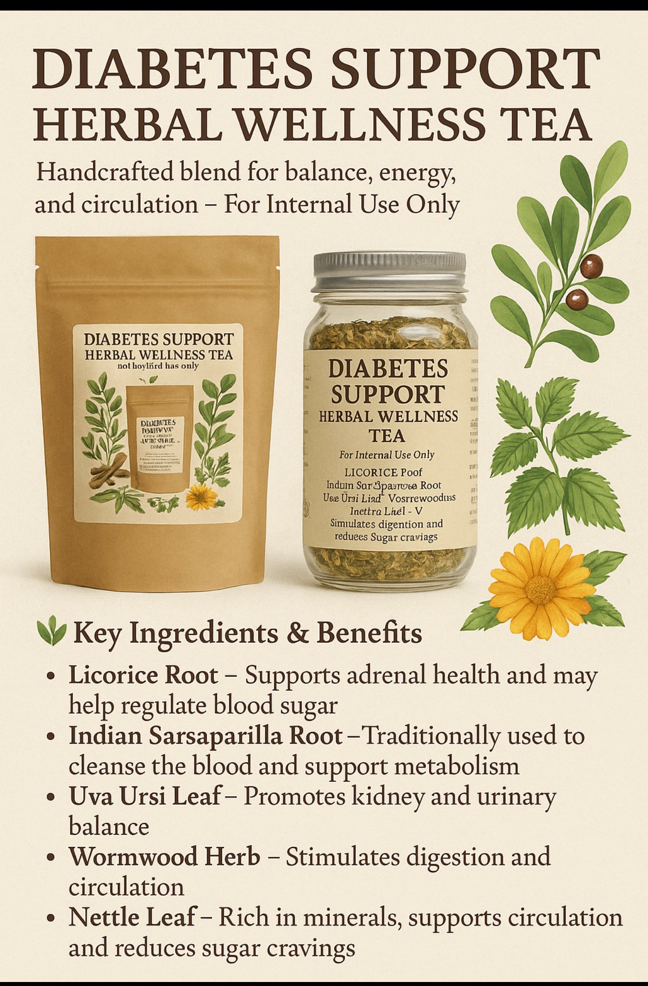 Diabetes & High Blood Pressure Support Tea – Professional Herbal Blend