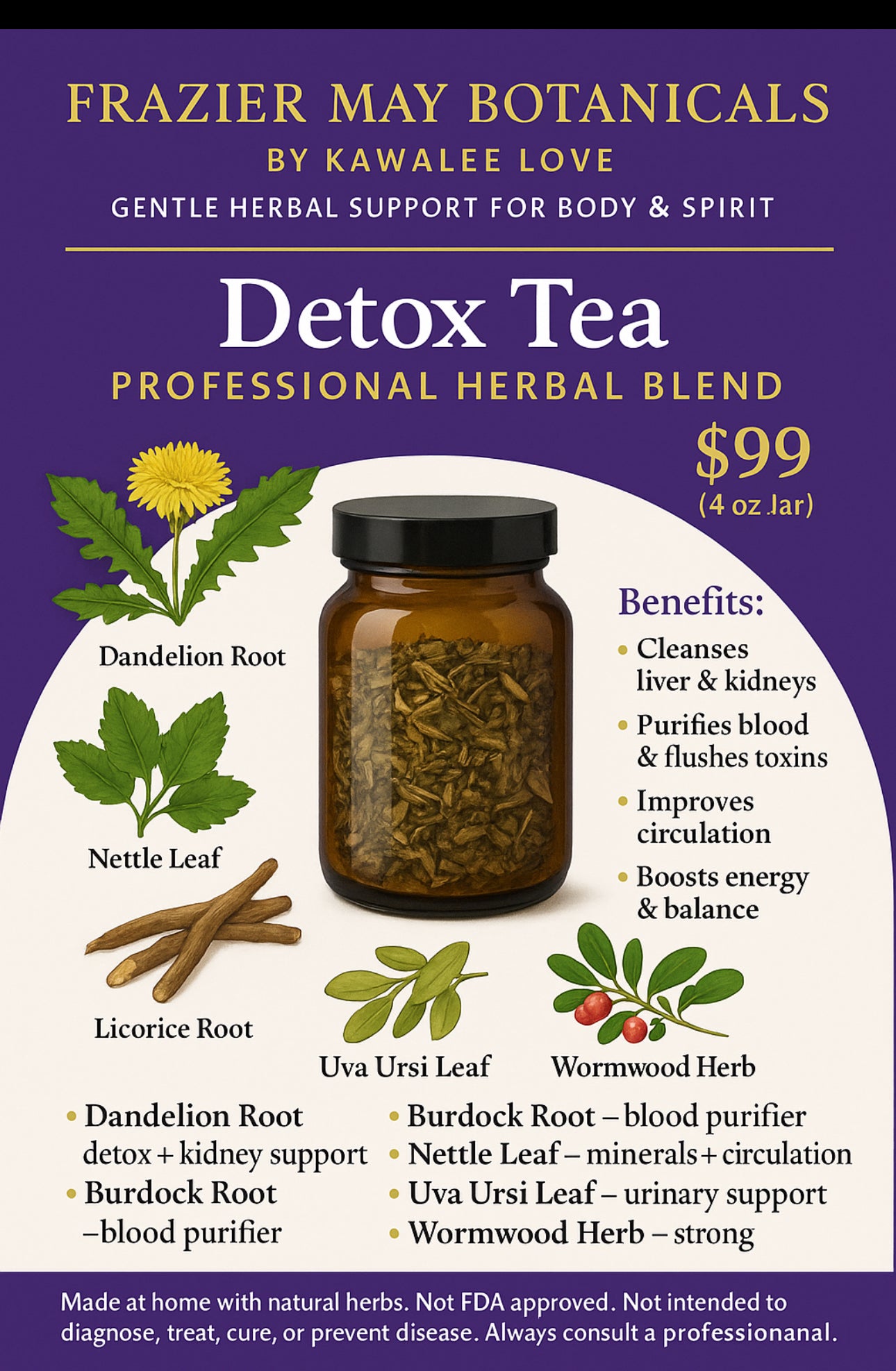 Detox Tea – Professional Herbal Blend (4 oz Jar)