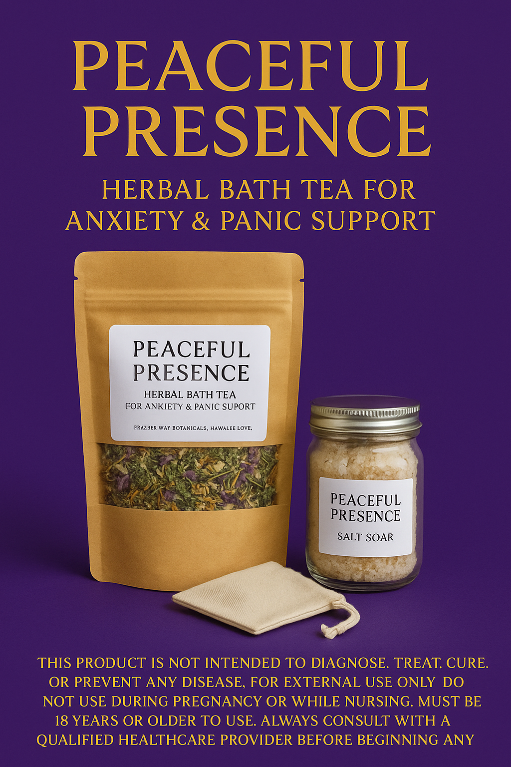 🌿 Peaceful Presence – Herbal Bath Tea for Anxiety & Panic Support by Frazier May Botanicals • Kawalee Love