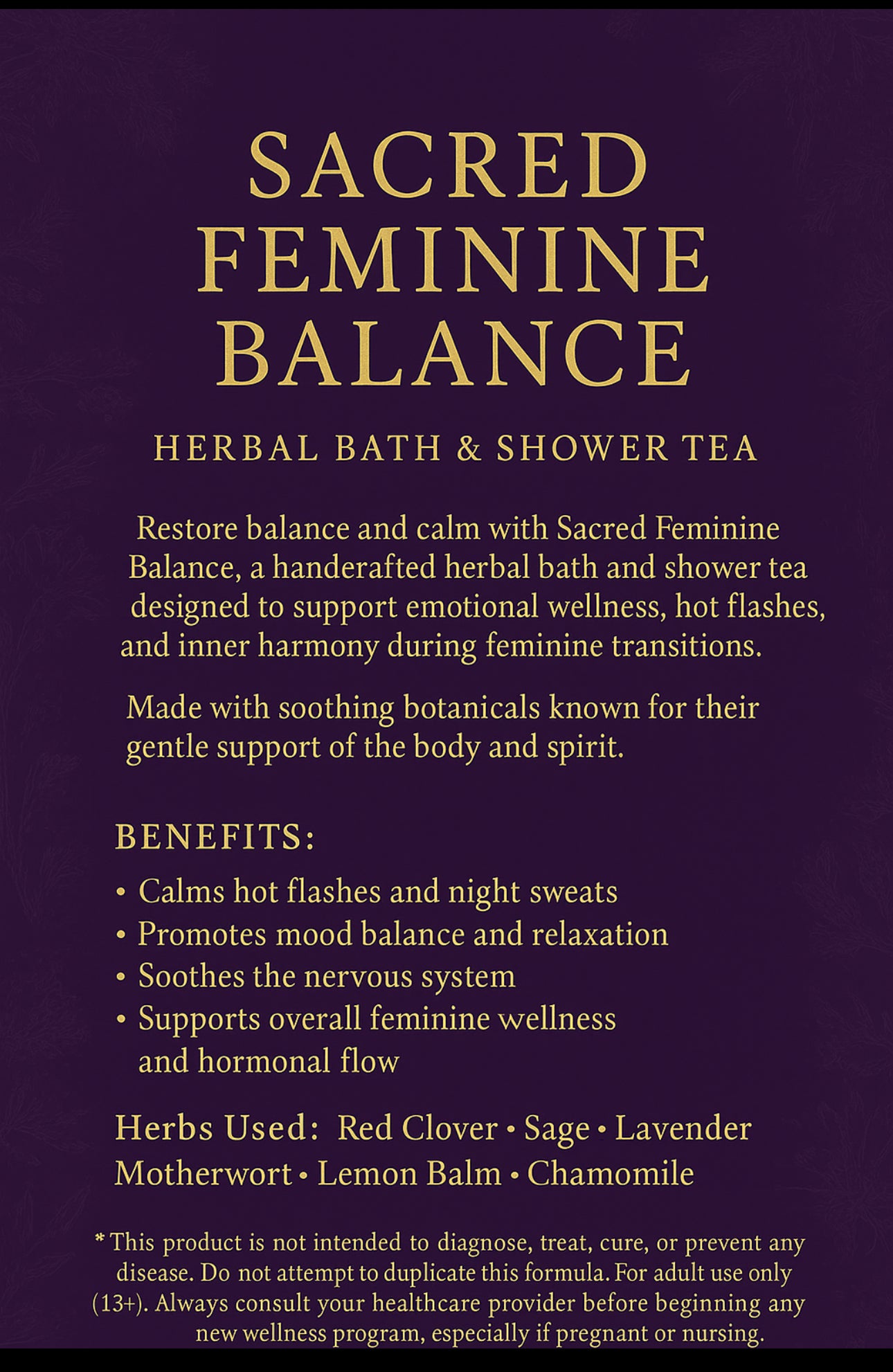 🌸 Sacred Feminine Flow – Herbal Bath & Shower Tea
