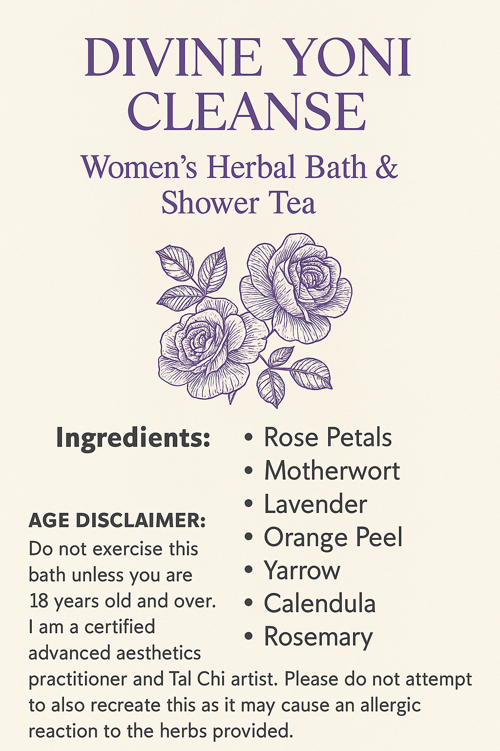 Divine Yoni Cleanse – Women’s Herbal Bath & Shower Tea
