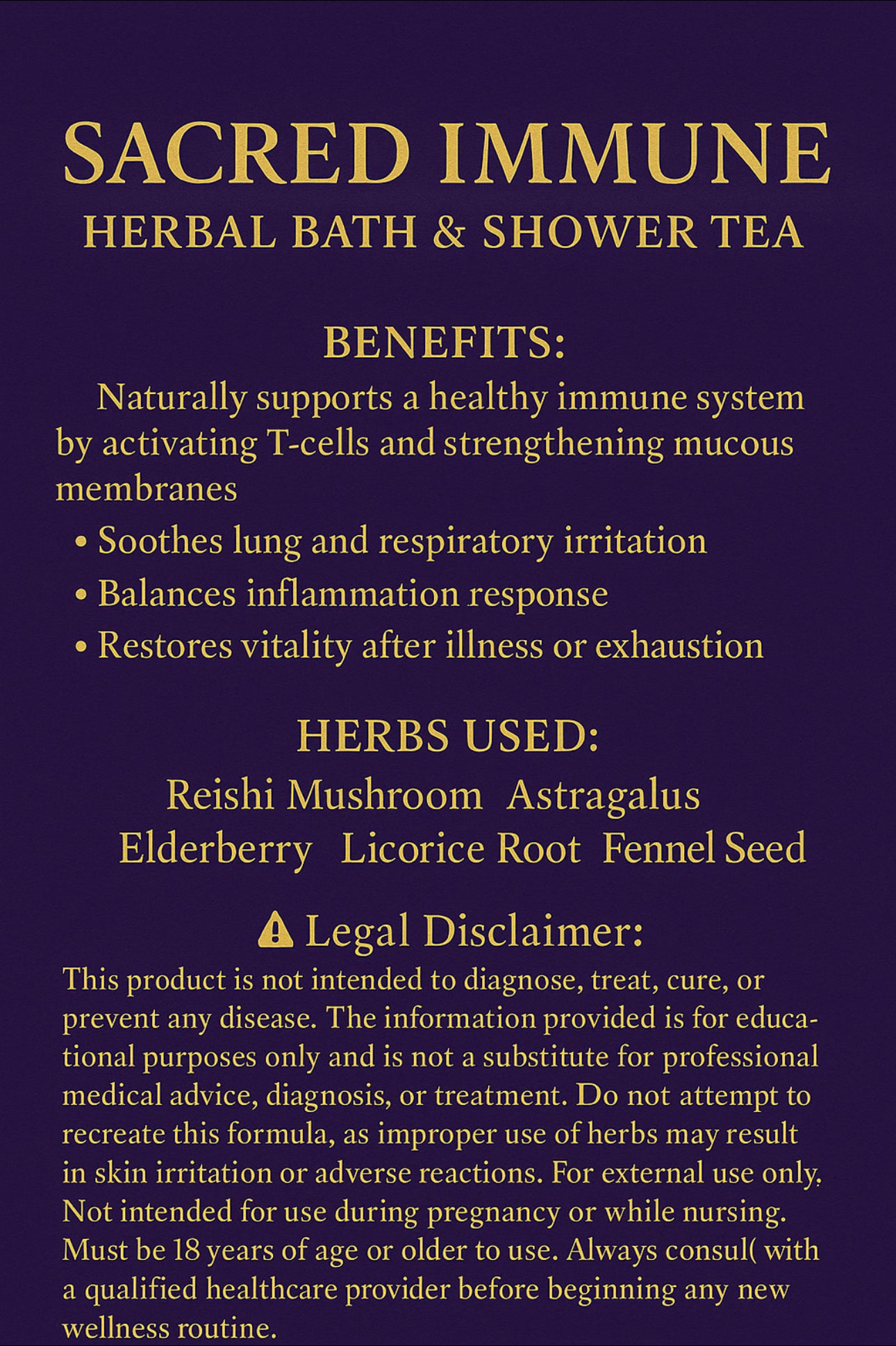 Sacred Immune: Herbal Bath Tea for Immune Support (HIV Aids)